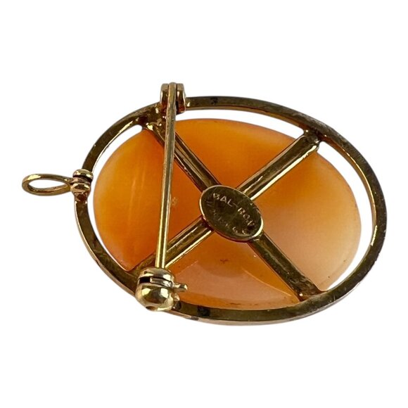 Bal-Ron 1/20 12K GF Shell Cameo Pendant Brooch Vintage Art Deco Revival - Picture 4 of 5